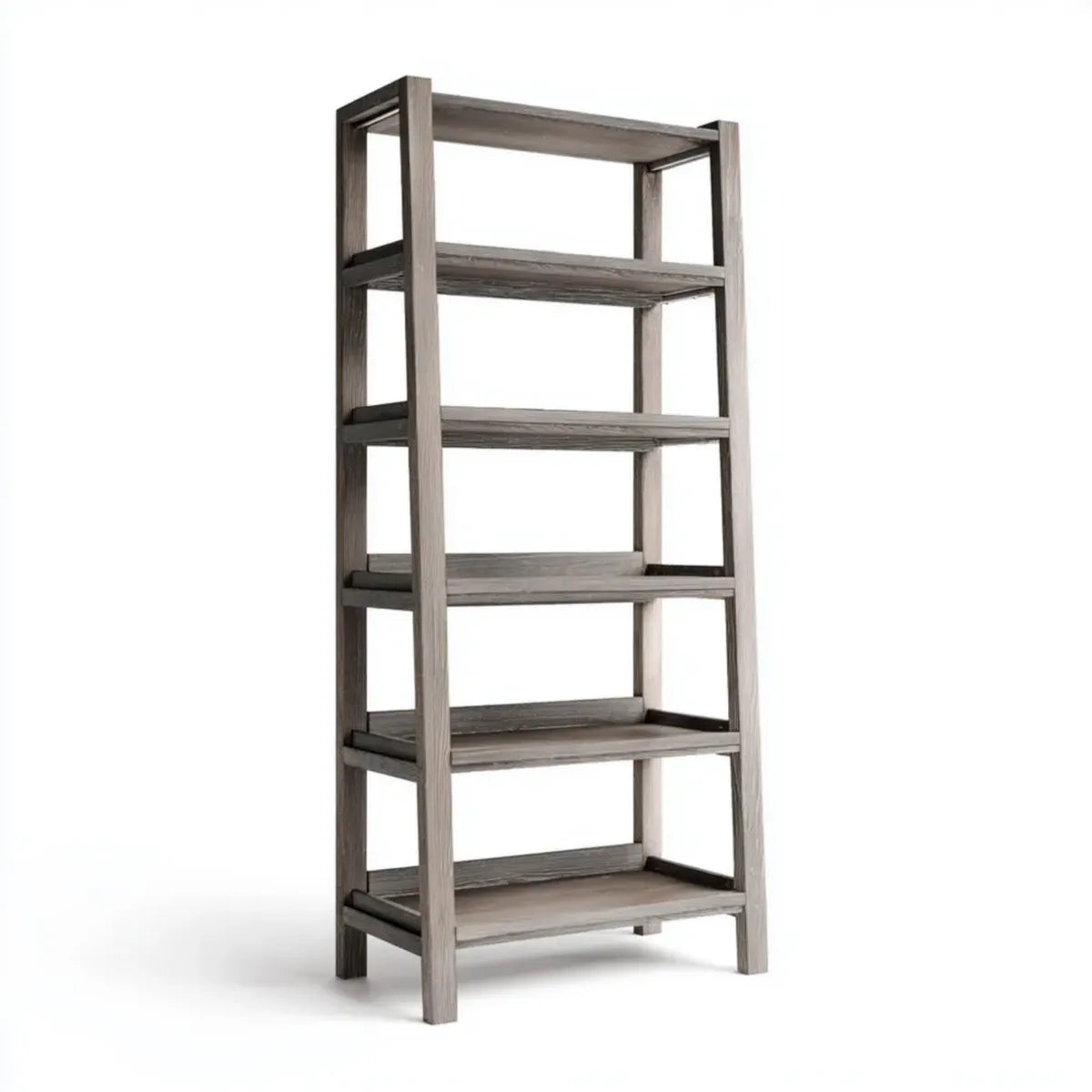 Regał, Stojące półki z szarego orzecha włoskiego 80 x 30 x 180 cm od prostokątnego MDF z 6 otwartymi półkami