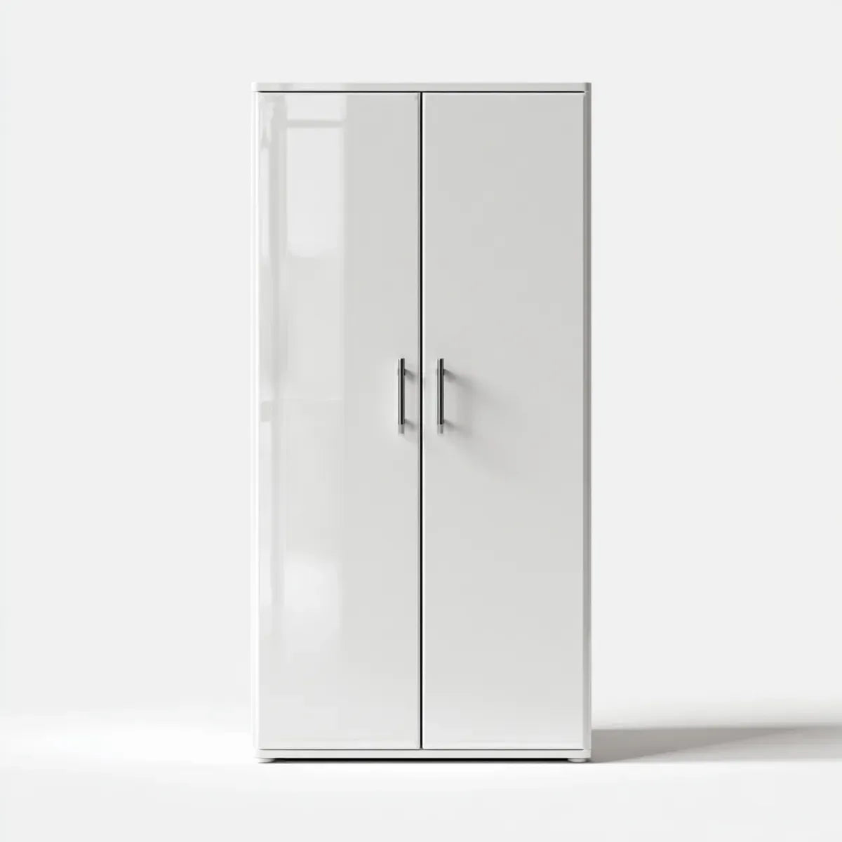 Szafa z 2 drzwiami Biała połysk wysoki 80 x 52 x 180 cm prostokątnej płyty wiórowej
