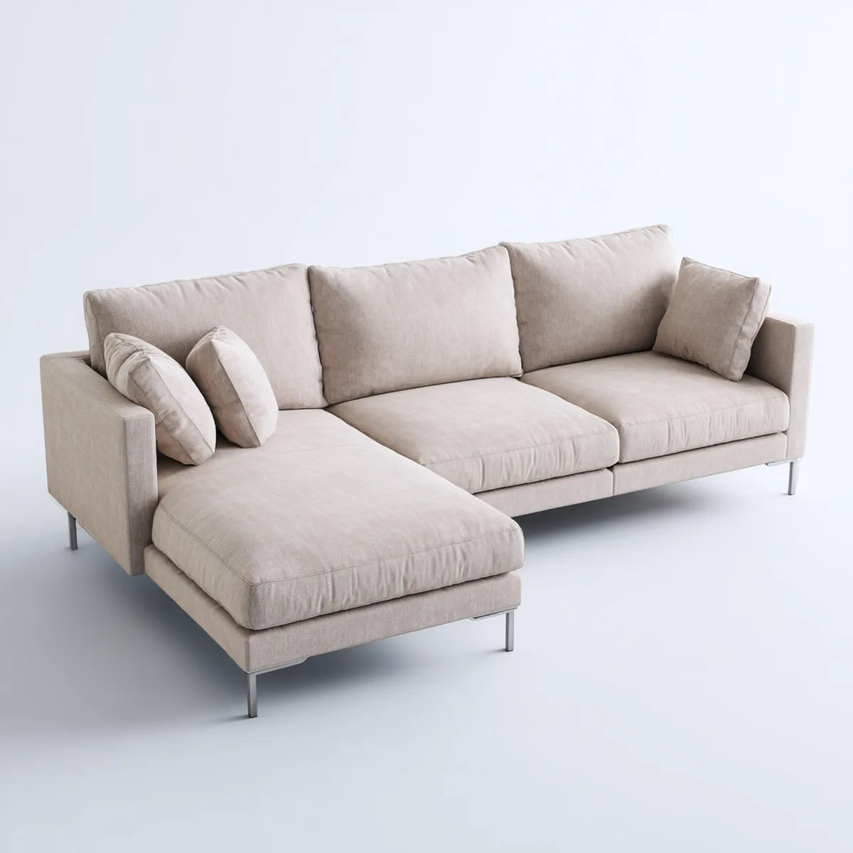 Sofa, 3 fotela poliestrowa w lewym rogu w kształcie 250 x 160 x 85 cm