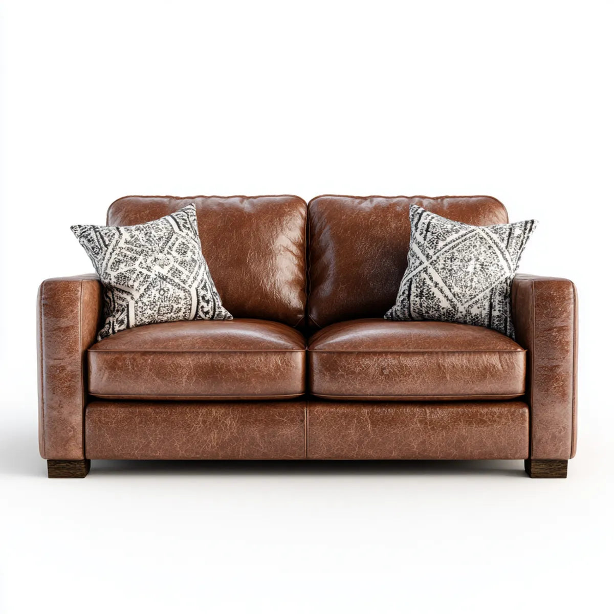 Sofa, 2 fotela brązowa sofa 170 x 90 x 88 cm w prostokątnej skórze PU