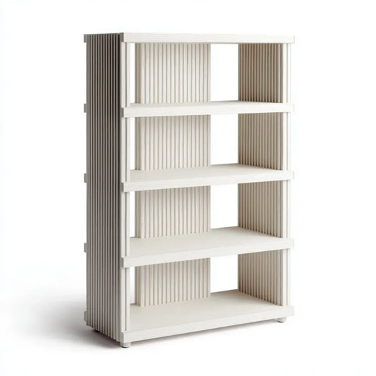 Regał, Budełka biała 90 x 30 x 180 cm z malowanego MDF prostokątnego z 4 otwartymi półkami