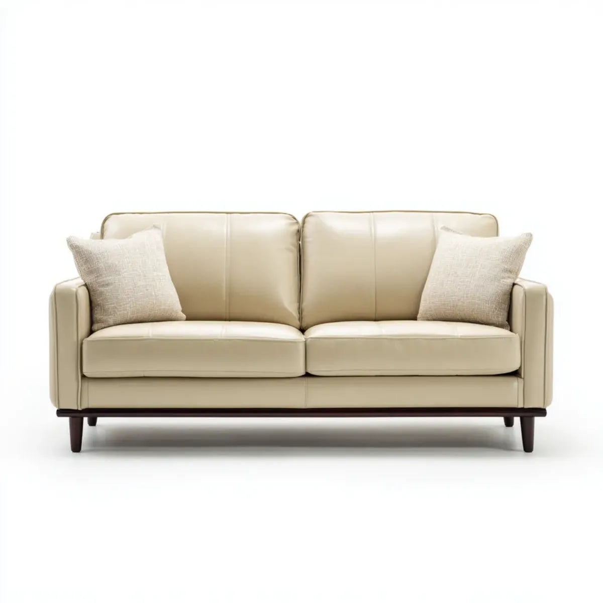 Sofa, 2-osobowa kanapa krem 160 x 86 x 84 cm PU- sztuczna skóra prostokątna