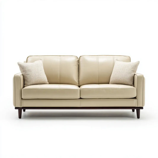 Sofa, 2-osobowa kanapa krem 160 x 86 x 84 cm PU- sztuczna skóra prostokątna