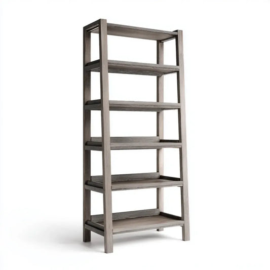 Regał, Stojące półki z szarego orzecha włoskiego 80 x 30 x 180 cm od prostokątnego MDF z 6 otwartymi półkami