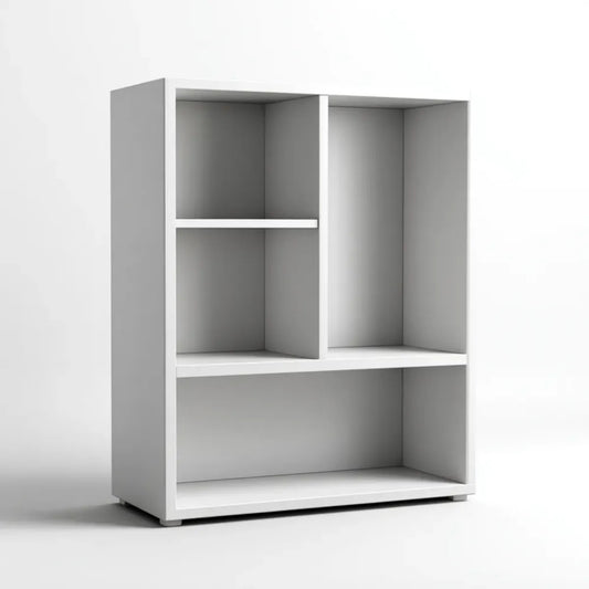 Regał, Biała zakładka 80 x 30 x 120 cm od prostokątnego MDF z 4 otwartymi przegródkami