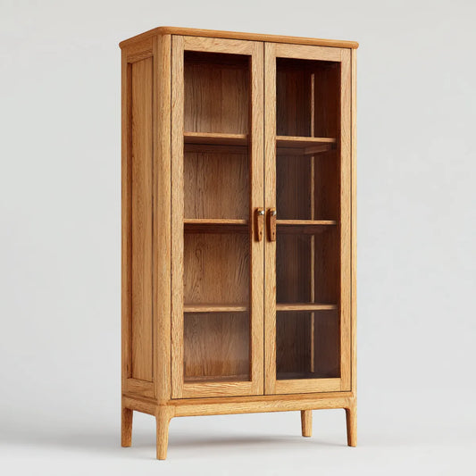 Regał na książki, Książka Vitrine Dąb naturalny Przyroda 100 x 40 x 190 cm litego drewna prostokątne
