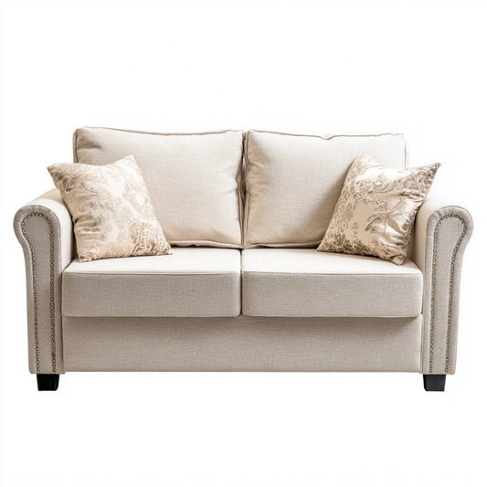Sofa, Podwójna sofa w poliestrze 160 x 90 x 90 cm z zaokrąglonymi podpórkami