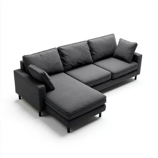 Sofa, 4 fotela poliestrowa szara sofa antracytowa lewy róg 260 x 160 x 85 cm