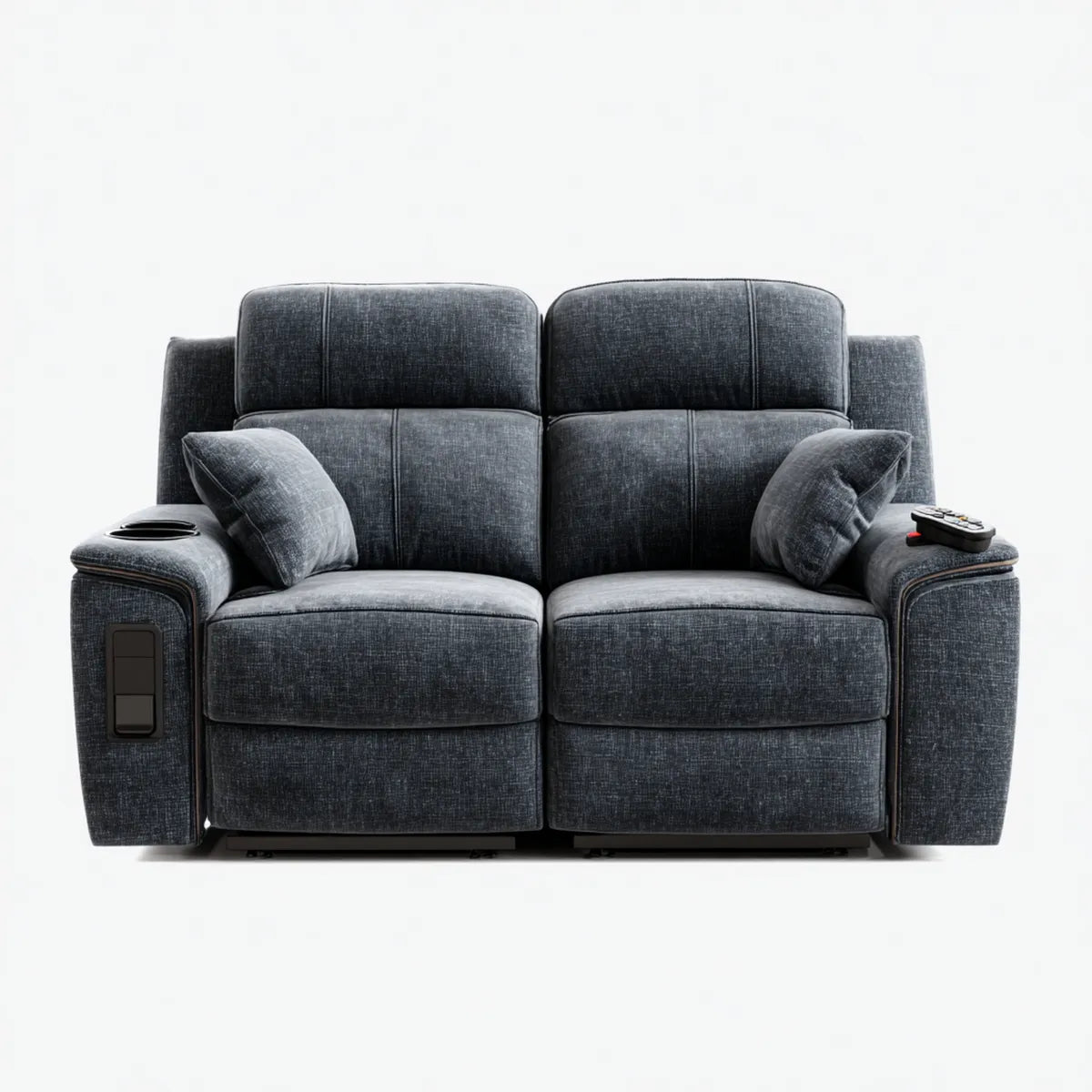 Sofa, Elektryczny 2-osobowa elektryczny sofa relaksująca ciemnoszary poliester z uchwytem na kubek 170 x 95 x 102 cm