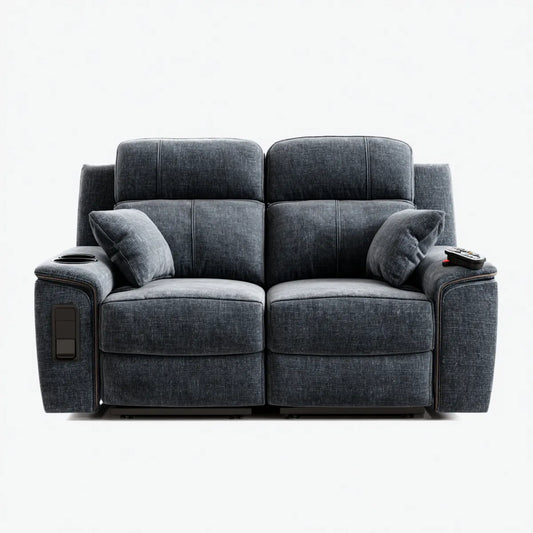 Sofa, Elektryczny 2-osobowa elektryczny sofa relaksująca ciemnoszary poliester z uchwytem na kubek 170 x 95 x 102 cm