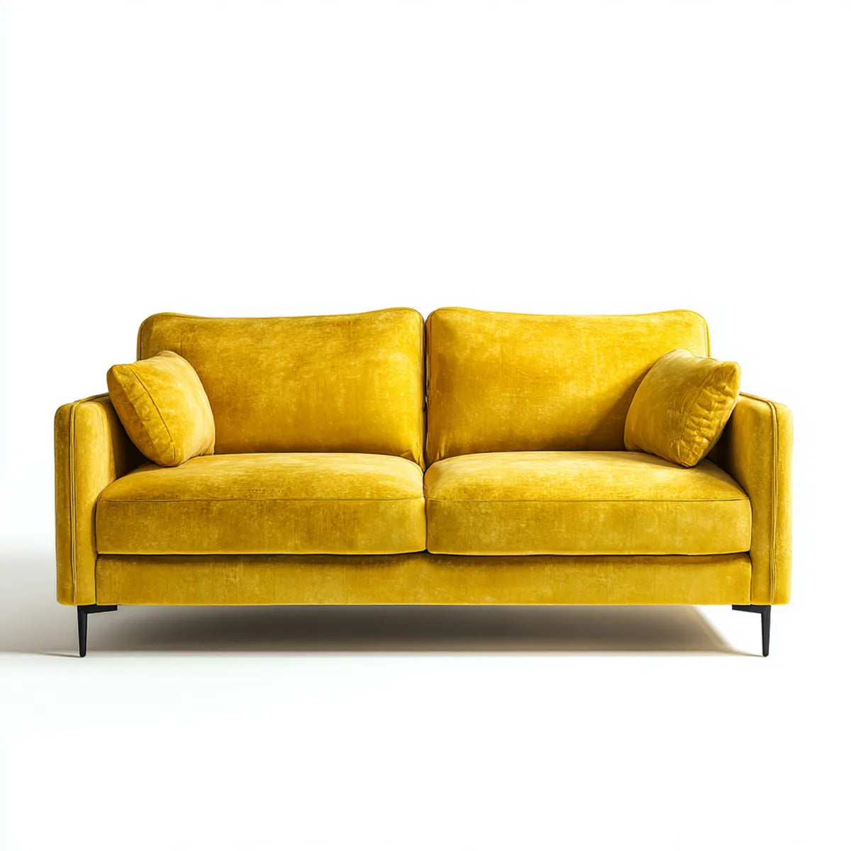 Sofa, 2 fotela żółta sofa musztardowa w prostokątnym poliestrowym aksamicie 180 x 85 x 85 cm