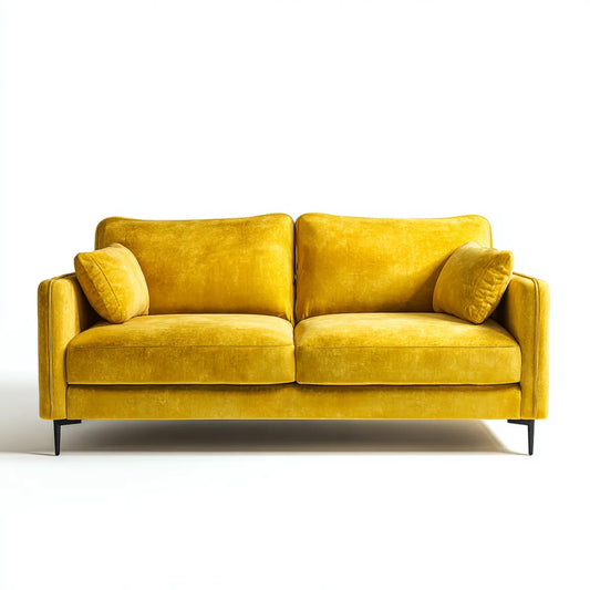 Sofa, 2 fotela żółta sofa musztardowa w prostokątnym poliestrowym aksamicie 180 x 85 x 85 cm