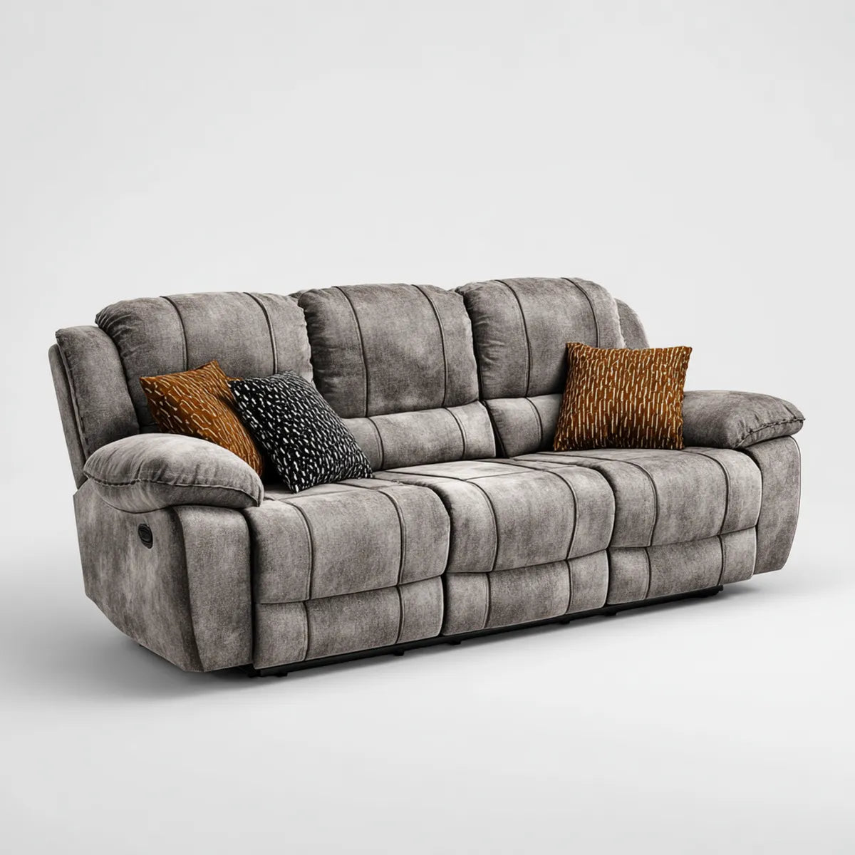 Sofa, 3-osobowa prosta sofa relaksująca szary w poliestrowym mikrofibrze 220 x 98 x 102 cm