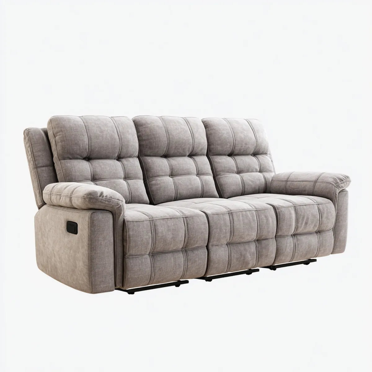 Sofa, Elektryczna sofa relaksująca 3 fotele taupe szary w poliestrze proste 210 x 98 x 103 cm