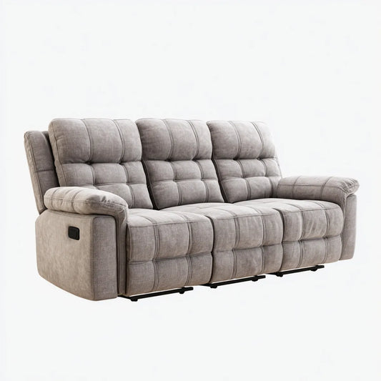 Sofa, Elektryczna sofa relaksująca 3 fotele taupe szary w poliestrze proste 210 x 98 x 103 cm