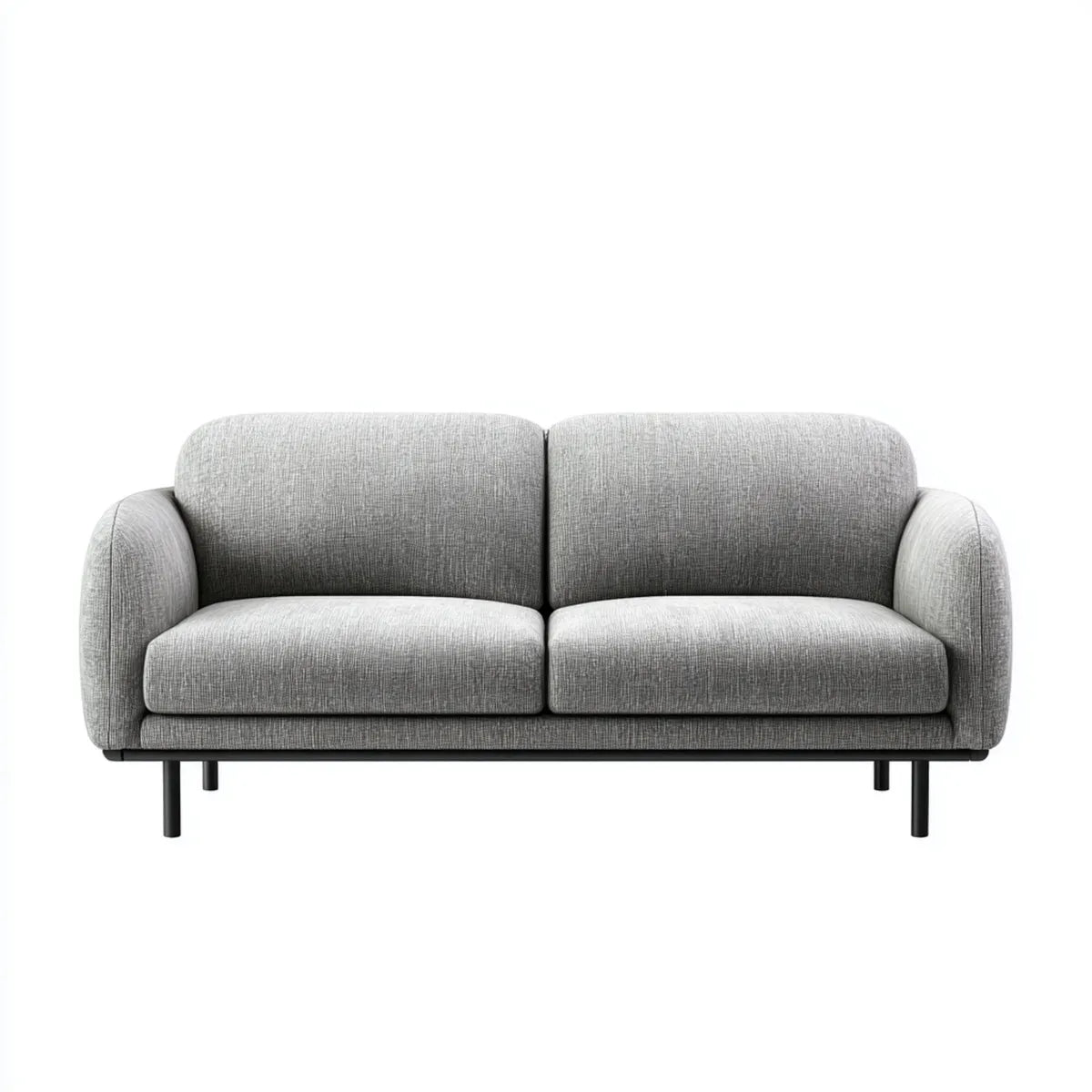 Sofa, 2 fotela prosta szara poliester ze stalową nogą 160 x 85 x 78 cm