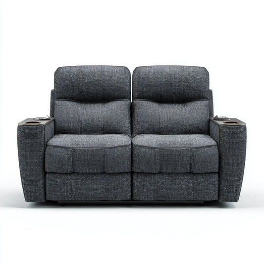 Sofa, 2-osobowa relaksująca sofa szara prostokątna poliester 170 x 95 x 102 cm