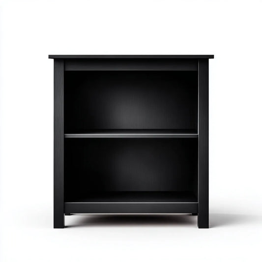 Regał na książki, Czarna biblioteka biurowa 80 x 30 x 100 cm w prostokątnej laminowanej MDF z 2 półkami
