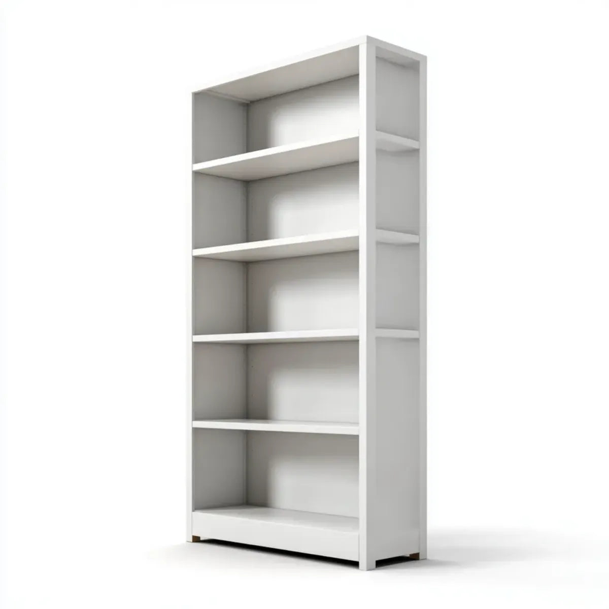 Regał, Biała otwarta biblioteka z 5 niszami w prostokątnej płycie melaminowanej 60 x 30 x 180 cm