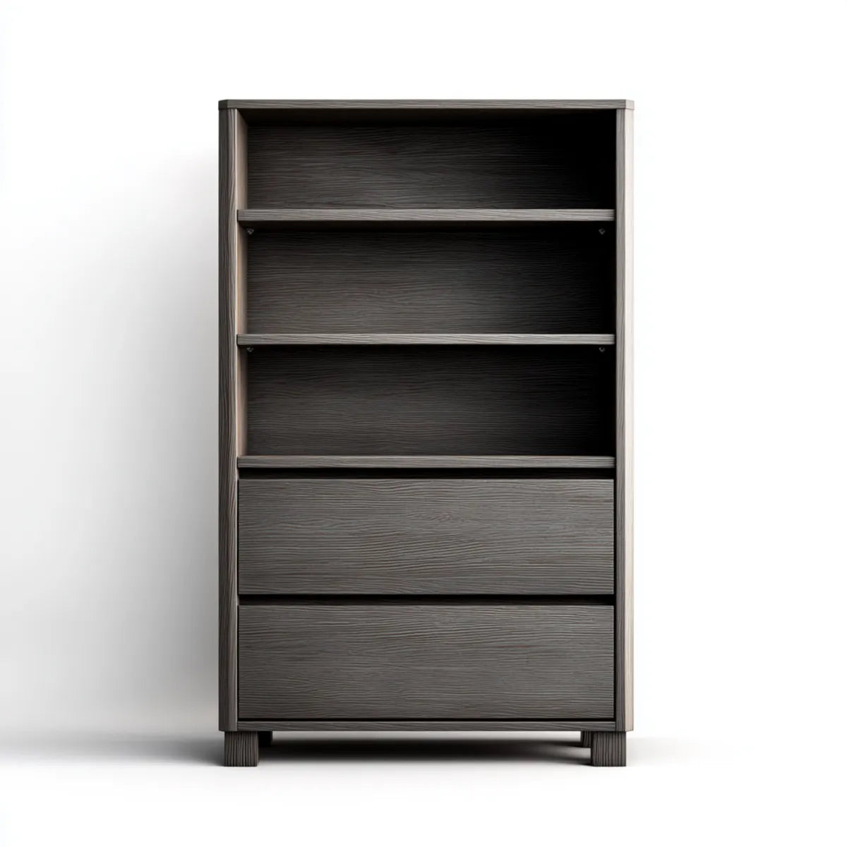 Regał, Budełka z 3 otwartymi przegródkami i 2 szufladami Czarne 80 x 35 x 180 cm MDF Prostokątne