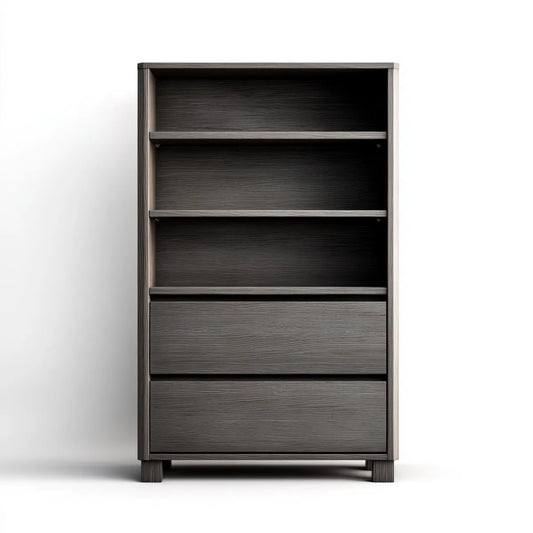 Regał, Budełka z 3 otwartymi przegródkami i 2 szufladami Czarne 80 x 35 x 180 cm MDF Prostokątne