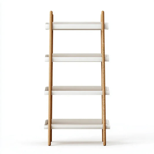 Regał, Rakietka na głowę Biała naturalna 60 x 30 x 170 cm z MDF i dębu prostokątnego z 4 półkami