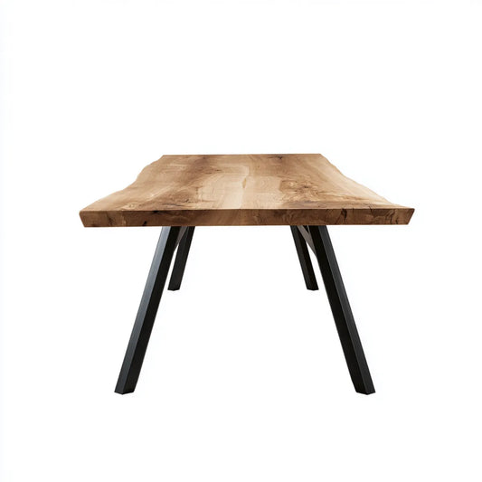 Stół jadalny z dębu z czarnym stalowym nóżkami 160 x 90 x 75 cm prostokątny