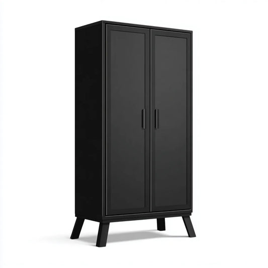 Szafa 2-drzwiowa Czarna 80 x 40 x 180 cm MDF prostokątna