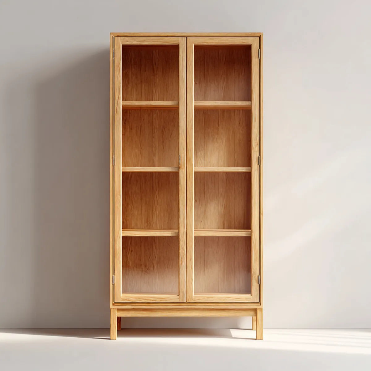 Regał na książki, 2-drzwiowa biblioteczka z dębem naturalnym 90 x 40 x 190 cm prostokątna