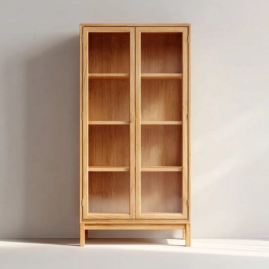 Regał na książki, 2-drzwiowa biblioteczka z dębem naturalnym 90 x 40 x 190 cm prostokątna