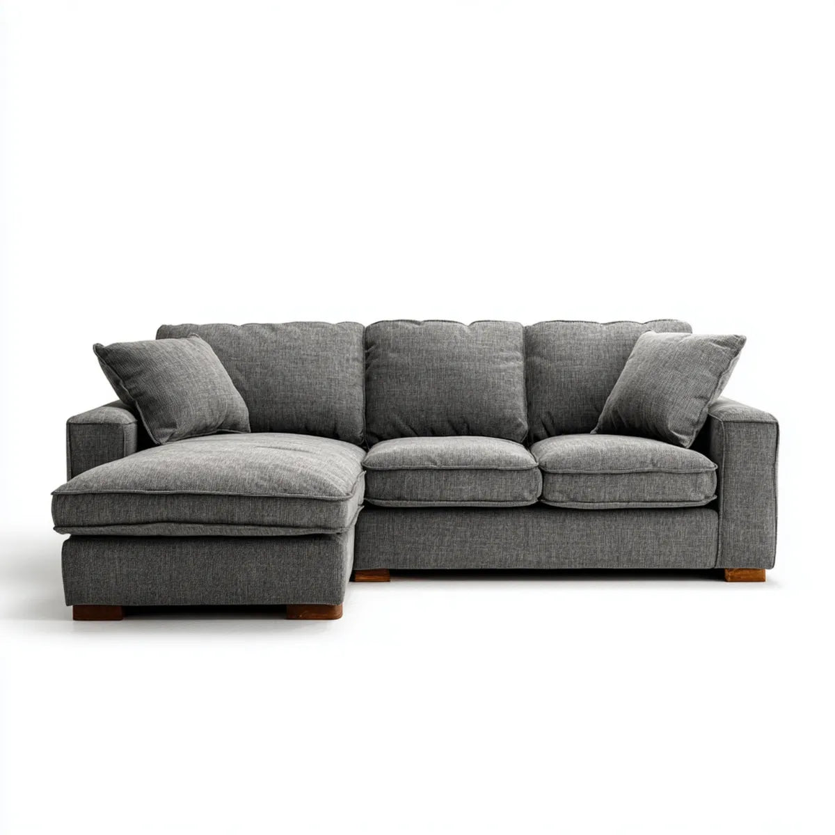 Sofa narożna 4 ciemnoszara z lewym szezlongiem w poliestrze 250 x 155 x 88 cm