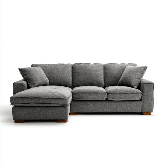 Sofa narożna 4 ciemnoszara z lewym szezlongiem w poliestrze 250 x 155 x 88 cm