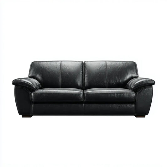 Sofa, 2 fotela prosto czarny ze skóry syntetycznej PU 160 x 90 x 88 cm