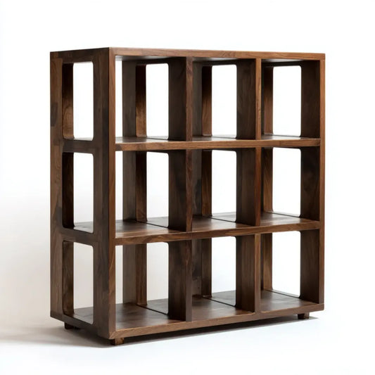 Regał, Łóżka z 9 przegródkami ciemnobrązowy 100 x 30 x 100 cm akacja lite drewno prostokątne