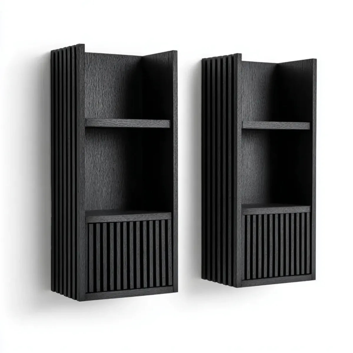 Regał, Zestaw ścienny z 2 czarnymi 60 x 20 x 15 cm MDF prostokątny
