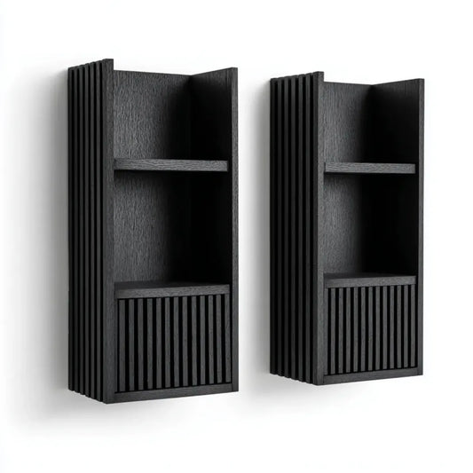 Regał, Zestaw ścienny z 2 czarnymi 60 x 20 x 15 cm MDF prostokątny