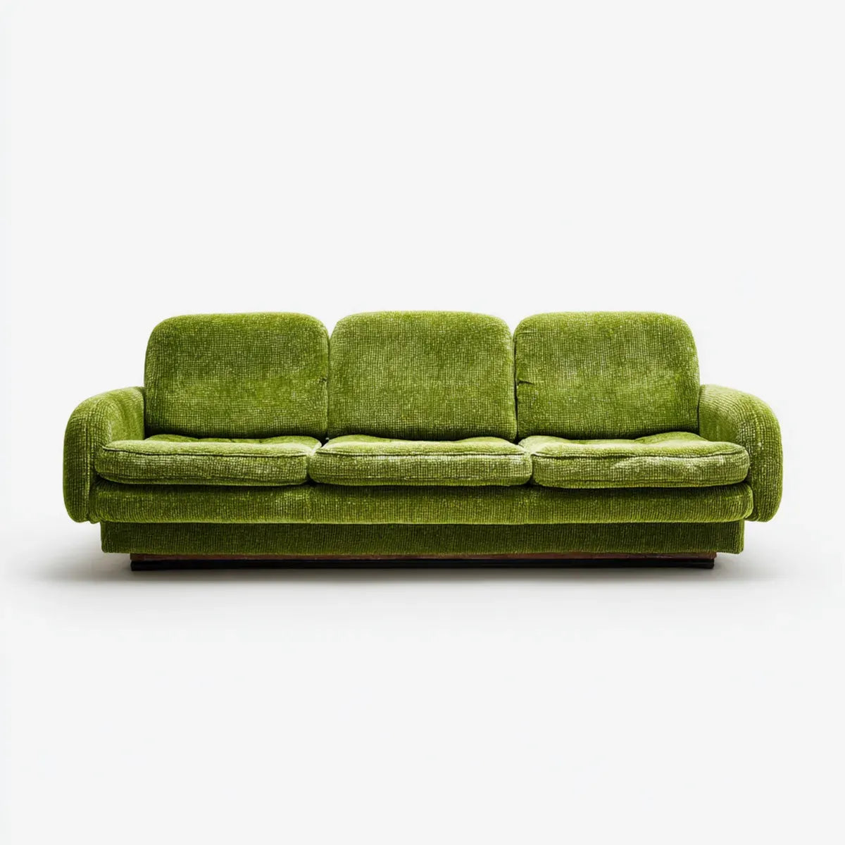 Sofa, 3 fotela prosto oliwkowa zielony 220 x 92 x 85 cm w poliestrowym aksamicie żebrowanym