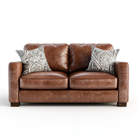 Sofa, 2 fotela brązowa sofa 170 x 90 x 88 cm w prostokątnej skórze PU