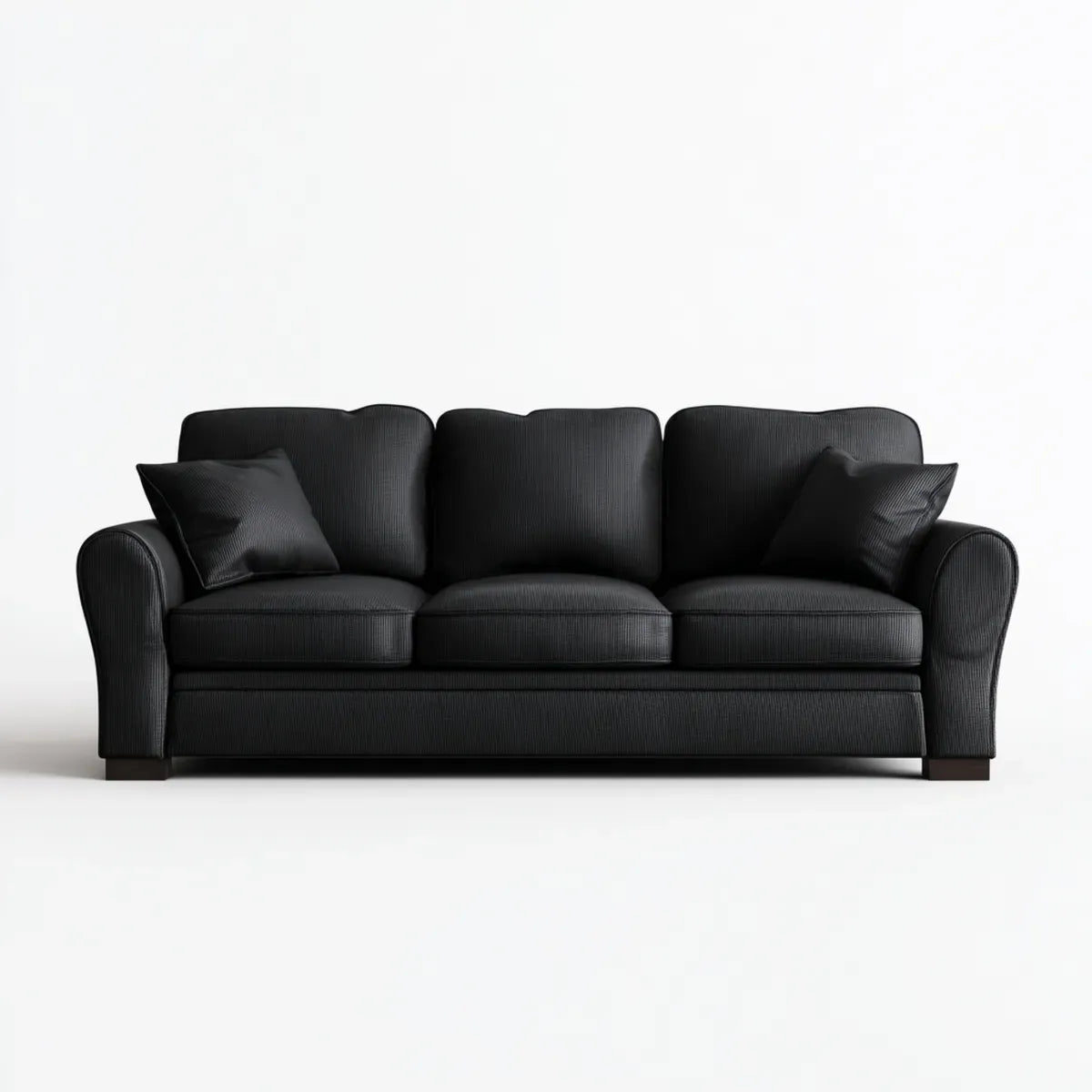 Sofa, 3 fotela prosta sofa czarna 220 x 95 x 90 cm w poliestrze żebrowanym