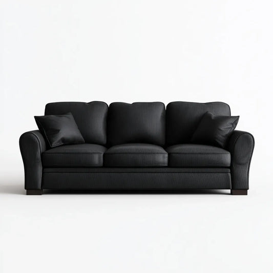 Sofa, 3 fotela prosta sofa czarna 220 x 95 x 90 cm w poliestrze żebrowanym