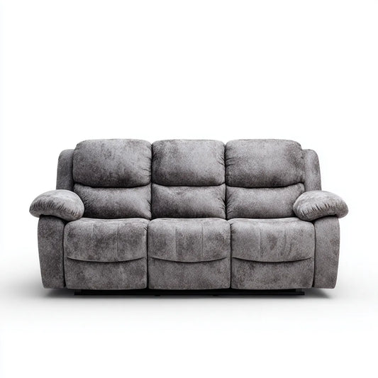 Sofa, 3 fotel prosta sofa relaksująca szary w poliestrowym mikrofibrze 220 x 95 x 100 cm